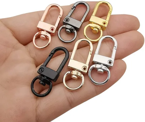 Miniatura 3 de 24 cierres de pinza de langosta de metal de tamaño pequeño, cordones giratorios, ganchos a presión para llavero, conector, bolsas de bricolaje