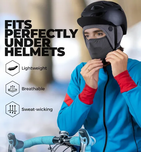 Miniatura 11 de Tough Headwear Skull Cap with Mask Men, Winter Running Gear, Motorcycle Winter Gear, Helmet Liners, Ski Hat, Thermal Beanie