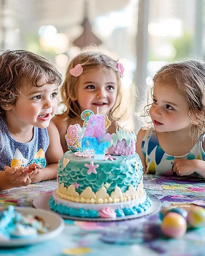 Miniatura 5 de Velas de cumpleaños con temática de sirena, número 4 para niñas, suministros para fiesta de cumpleaños con purpurina, decoración de fiesta