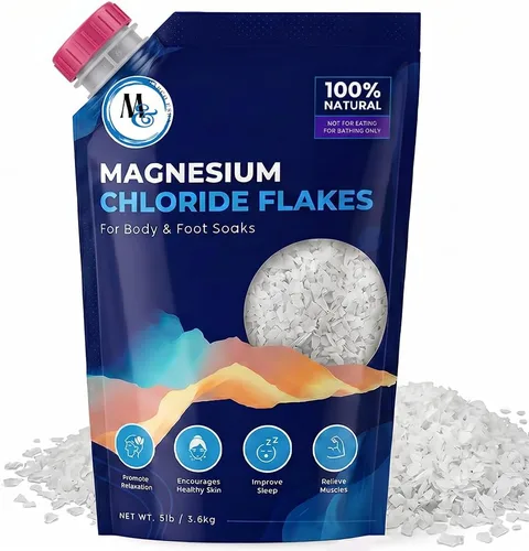 Dead Sea Magnesium Flakes baño y remojo de pies, sin perfume, 5 libras