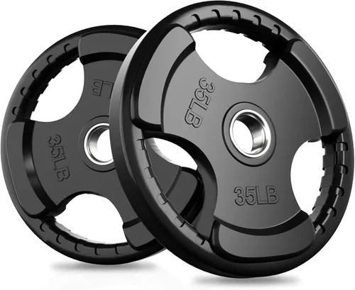 Miniatura 19 de RitFit Weight Plates for Barbell, 2-Inch Olympic Rubber Grip Plates for Weightlifting and Strength Training in Home & Gym, Single, Pair and Sets