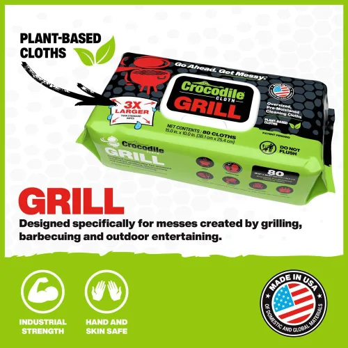 Miniatura 2 de Crocodile Cloth Grill - 80 toallitas de limpieza a base de plantas (15 x 10 pulgadas). Seguras en la piel y en múltiples superficies. Infundidas