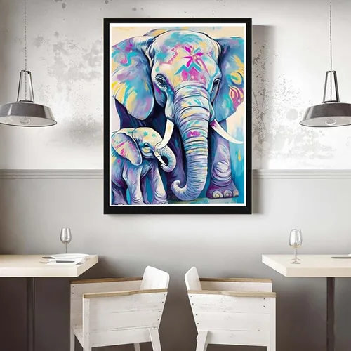 Miniatura 3 de VAIIEYO Pintura acrílica por números para adultos elefante animal, kit de pintura al óleo de bricolaje, lienzo, pintura de dibujo con pinceles