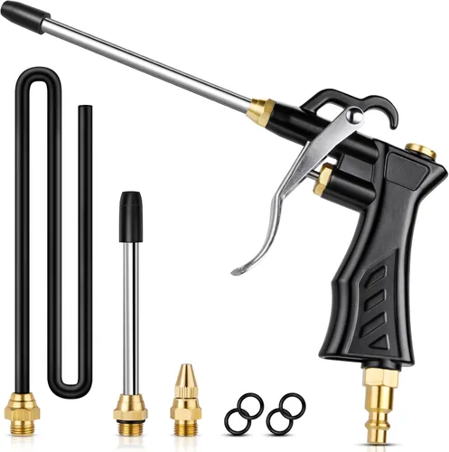 Miniatura 8 de SARDVISA Pistola de aire industrial con boquilla de aire de latón ajustable, pistola sopladora de aire de primera calidad con 2 extensiones de flujo