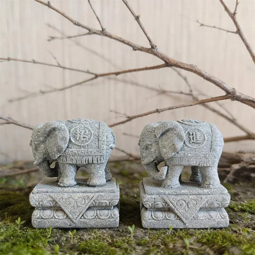 Miniatura 4 de Un par de estatua de elefante, figura de acuario para perros foo, escultura FengShui para decoraciones de peceras pequeñas de 10 galones o pequeñas