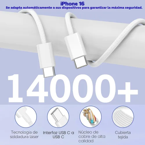 Miniatura 4 de Bloque de carga rápida para iPhone 17/16, paquete de 2 bloques de carga USB de 60 W, adaptador de carga de 5 puertos para Apple iPhone cargador