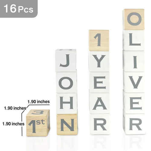 Miniatura 7 de I'm Bloques de edad del alfabeto ABC de madera maciza para bebé, nombre propio personalizado, neutro de género, regalos y recuerdos para recién