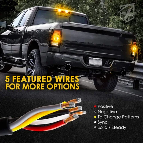 Miniatura 5 de Xprite - Juego de luces led estroboscópicas ocultas ámbar con 14 patrones de flash, luces estroboscópicas de parrilla para camiones, montaje