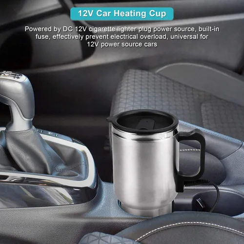 Miniatura 8 de Taza de calefacción para automóvil, hervidor eléctrico de acero inoxidable, calentador de taza de café portátil de 12 V, calor hasta 149.0 °F, taza