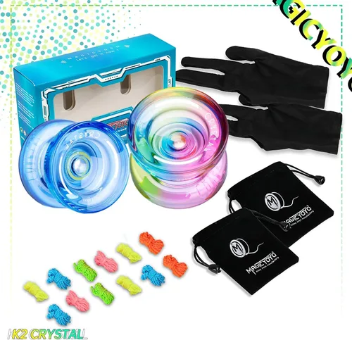 Miniatura 4 de MAGICYOYO Paquete de 2 Yoyos Responsivos para Niños Principiantes, Yoyos K2 de Cristal con 2 Guantes de Yoyo, 2 Bolsas de Yoyo, 12 Cuerdas de Yoyo