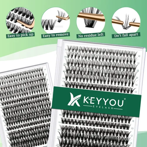 Miniatura 54 de Extensiones de racimos de pestañas 300 piezas, pestañas individuales 40D 0.07D rizado 11mm, para colocar en casa, bandeja grande de volumen