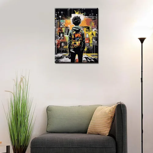 Miniatura 3 de Banksy Street Graffiti Pintura al óleo por números, 16 x 20 pulgadas, lienzo DIY pintura al óleo para niños, estudiantes, adultos, principiantes