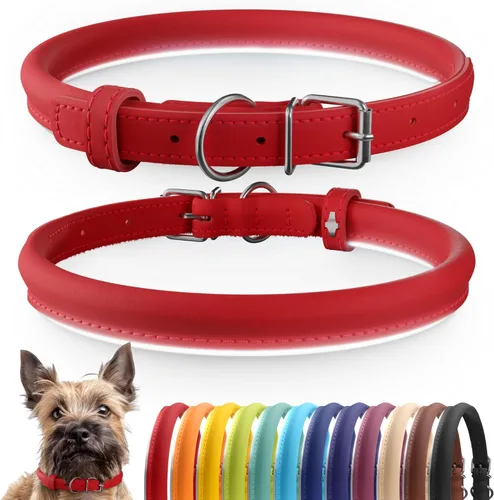 Miniatura 29 de CollarDirect Collar de perro con tachuelas, collares de cuero para mascotas para perros pequeños, medianos y grandes, acolchado suave, marrón, negro