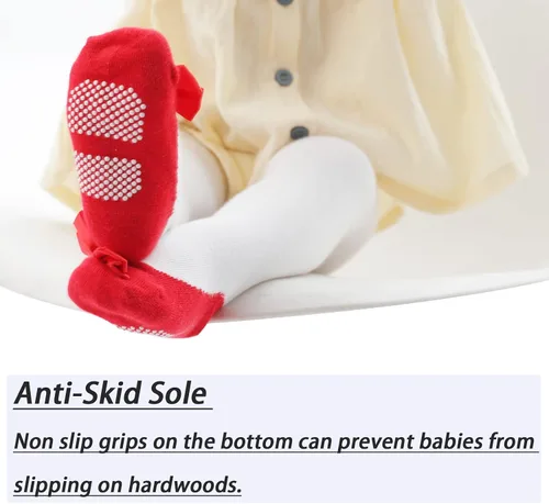 Miniatura 4 de Mini angel Mallas de bebé antideslizantes para niña, mallas lisascon aspecto de zapato, mallas sin costuras, mallas de algodón cálidas