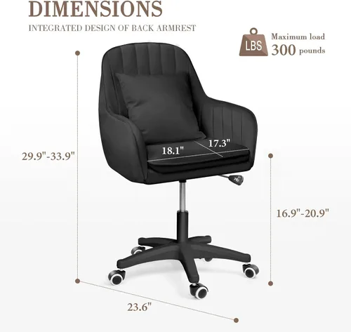 Miniatura 2 de Bonita silla de oficina – Silla de trabajo ajustable, moderna y cómoda, giratoria de 360 grados, respaldo medio, adecuada para oficina en casa