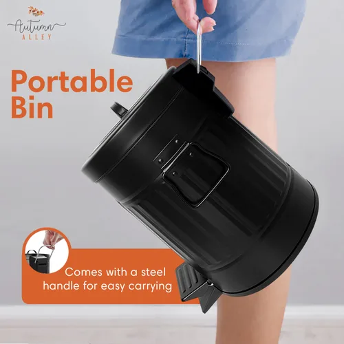 Miniatura 7 de Autumn Alley Cubo de Basura Pequeño Estilo Granja para Baño, Cubo de Basura Negro Mate a Prueba de Mascotas con Tapa para Baño Rústico, Cubo