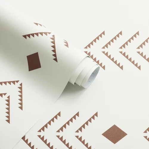 Miniatura 9 de Ismoon Papel tapiz geométrico para despegar y pegar, papel de contacto geométrico beige, papel de pared moderno con punta de flecha roja, extraíble