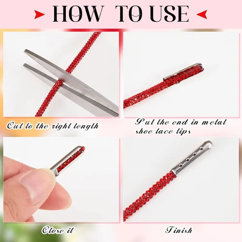 Miniatura 7 de MTLEE Cordones de zapatos con diamantes de imitación, cordones de diamantes de imitación con capucha y cordones de purpurina para zapatillas