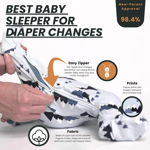 Miniatura 59 de ZippyJamz - Pijama orgánica para bebé con pies y cremallera para cambiar pañales fácil y rápido