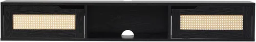 Miniatura 5 de Walker Edison Destin Modern Soporte para TV Flotante de Ratán con Puerta Abatible Montado en Pared para TVs de hasta 65 Pulgadas, 58 Pulgadas, Negro