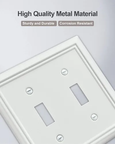 Miniatura 2 de Paquete de 2 placas de pared de palanca doble, cubierta decorativa para interruptor de luz, cubierta de placa de interruptor de metal, acabado