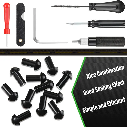 Miniatura 5 de Landhoow Kit de reparación de tapones de neumáticos con 12 piezas de tapones de neumáticos de hongo, reparación de neumáticos de alta resistencia