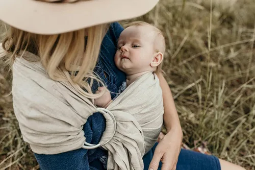 Miniatura 8 de Hip Baby Wrap Portabebés con anillo – Portabebés cruzado, regalo ideal para baby shower, tela suave y transpirable, ligero ajustable para bebés a