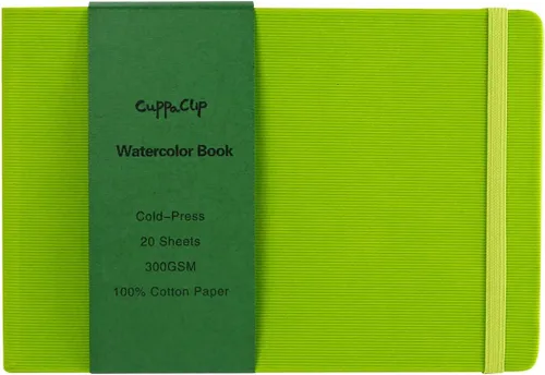Miniatura 10 de CuppaClip Papel de acuarela de algodón prensado en caliente con bolsillo interior, cuaderno de bocetos de acuarela, diario como cuaderno de viaje