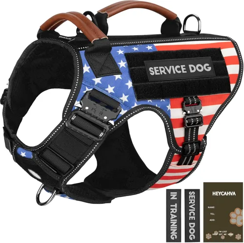 Miniatura 15 de Chaleco para perro de servicio - HEYCAHVA Arnés táctico para perro con hebillas metálicas completas para perros grandes y medianos, chaleco Negro
