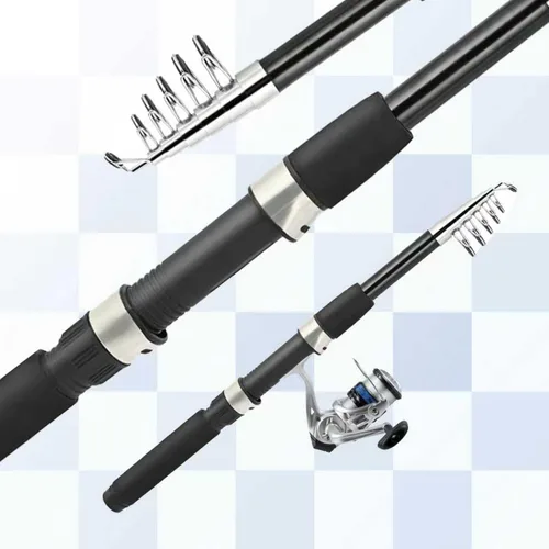 Miniatura 2 de Telescopic Fishing Rod and Reel Combo, 2PCS 5.9FT Collapsible Fishing Pole Set with Pre-Loaded Spinning Reel Lures and Carrier Bag, Saltwater 5.9