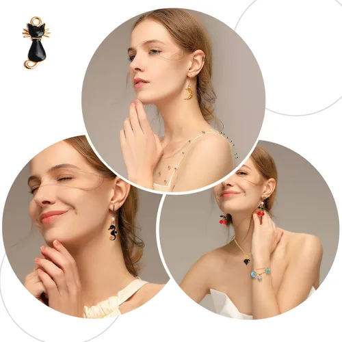 Miniatura 6 de SANNIX 220 dijes de pulsera chapados en oro surtidos esmaltados para collares, pulseras y aretes, dijes para manualidades y fabricación de joyas