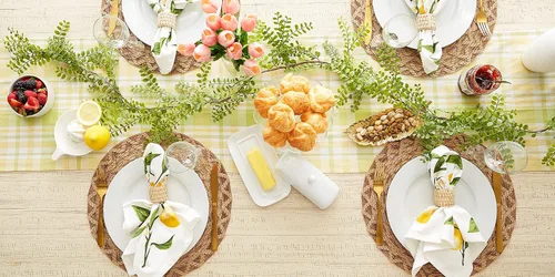 Miniatura 6 de DII Lemon Bliss - Colección de mesa de algodón a cuadros, camino de mesa, 14 x 72 pulgadas