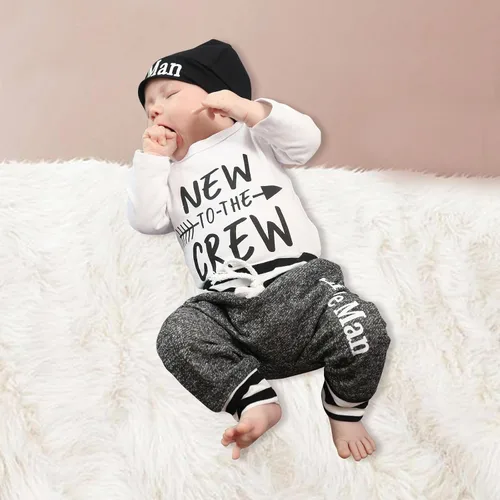Miniatura 2 de Kulcerry Conjunto de 3 piezas de ropa de bebé niño de manga larga + pantalones + sombrero