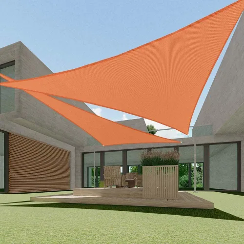 Miniatura 9 de ECOOPTS Toldo Vela Triangular de HDPE de 12'x12'x12' para Sombra Solar, Toldo para Patio Exterior Pérgola, Tela de Cobertura que Bloquea 95% UV Beige