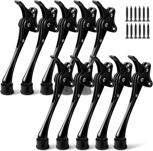 Miniatura 19 de Topes de puerta abatibles de 6 pulgadas con punta de goma antideslizante, soporte inferior resistente de un solo toque, tope de puerta de metal