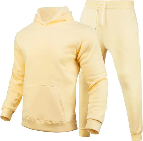 Miniatura 3 de Unisex 2PC Sweatsuit Set for Men and Women Oversized Solid Long Sleeve Hoodie Pullover Sweatshirt Tracksuit Jogger Sweatpants