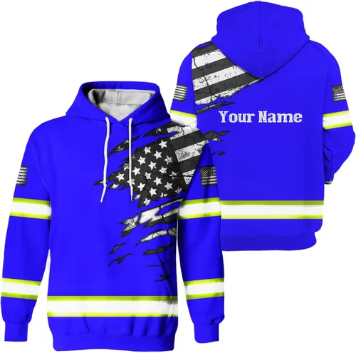 Miniatura 30 de Camisa de alta visibilidad con bandera de Estados Unidos de color para hombres y mujeres, con nombre personalizado, camisa de seguridad reflectante