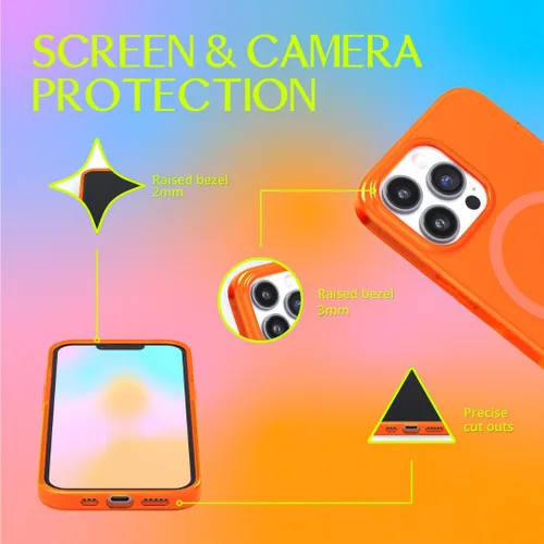 Miniatura 4 de FELONY CASE - Funda transparente naranja neón para iPhone 13 Pro Max, compatible con MagSafe - Fundas protectoras a prueba de golpes de 360°