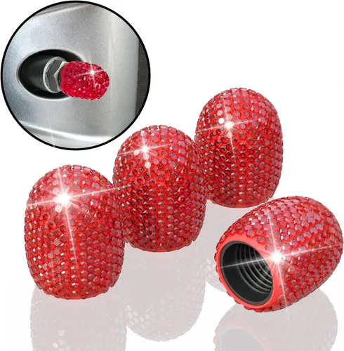 Miniatura 8 de 4 tapas de vástago de válvula de neumático de automóvil, tapa de aire brillante para automóvil, cubiertas de vástago universales, revestimiento