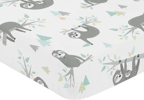 Miniatura 3 de Sweet Jojo Designs Sábanas ajustables para cuna de bebé (perezoso jungla) para niños o niñas, guardería infantil, habitación de niños pequeños