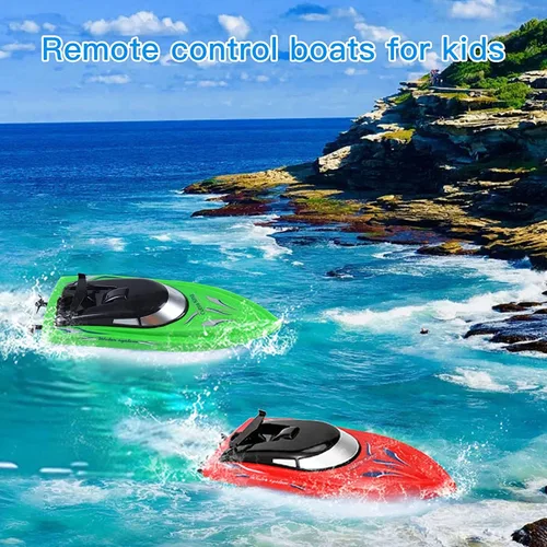 Miniatura 4 de Lumiparty Paquete de 4 botes a control remoto, barcos de control remoto para niños y adultos, barco de control remoto de alta velocidad de 6.2 mi/H