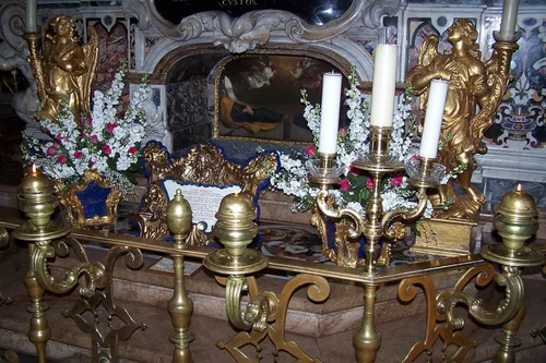 Miniatura 5 de Medalla de cruz esmaltada de San Benito con cápsula de suelo Monte Cassino