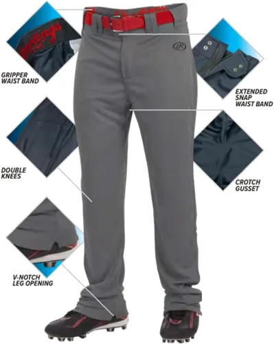 Miniatura 3 de Rawlings Pantalones de béisbol para hombre de la serie Launch Corte semirelajado de longitud completa Tallas para adultos Ribetes Varios
