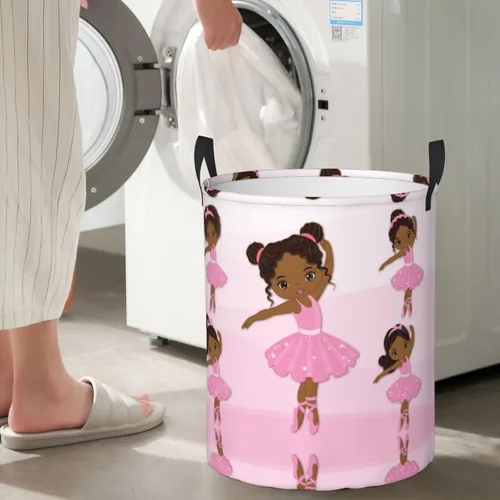 Miniatura 6 de Cesta redonda de ropa sucia africana negra para guardar ropa, juguetes, organizador de ropa, para el hogar, baño, dormitorio, guardería, 38 l