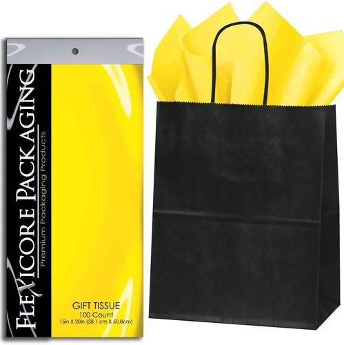 Miniatura 8 de Flexicore Packaging® Bolsas de regalo de papel kraft negro de 8 x 4.75 x 10.25 pulgadas + papel de seda de regalo (azul rey, 5 bolsas)