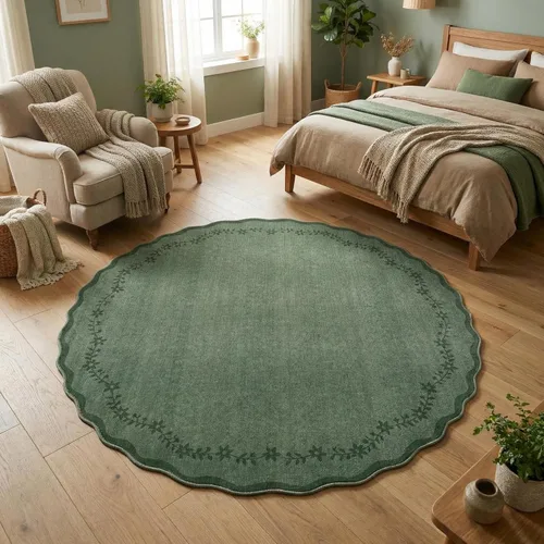 Miniatura 26 de GarveeHome Alfombra de entrada festoneada, 2 x 3, color azul sólido, lavable, alfombra floral para entrada interior, alfombra floral antideslizante
