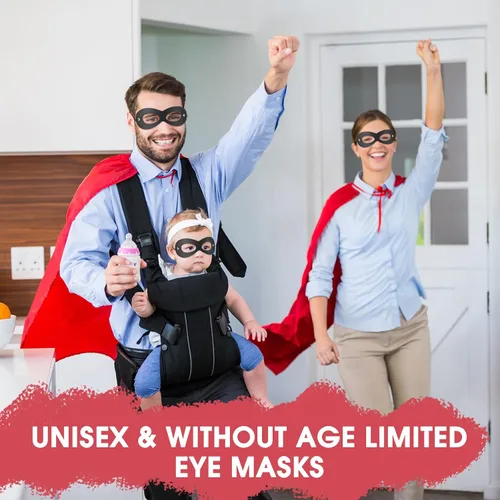 Miniatura 5 de Máscara de superhéroe AIMIKE, máscara de ojos de fieltro negro, disfraz de Halloween, máscara ajustable con cuerda elástica