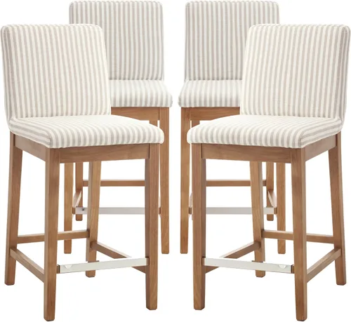Miniatura 27 de Kmax Juego de 2 taburetes de bar de 26 pulgadas de altura de mostrador, taburetes tapizados para encimera de cocina con soporte trasero, taburetes
