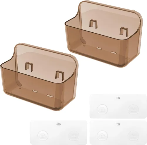 Miniatura 8 de Diesisa Organizador de Pared de Acrílico de 2 piezas, Organizador Adhesivo para Puerta de Gabinete, Estantes de Baño de Acrílico para Pared, Sin