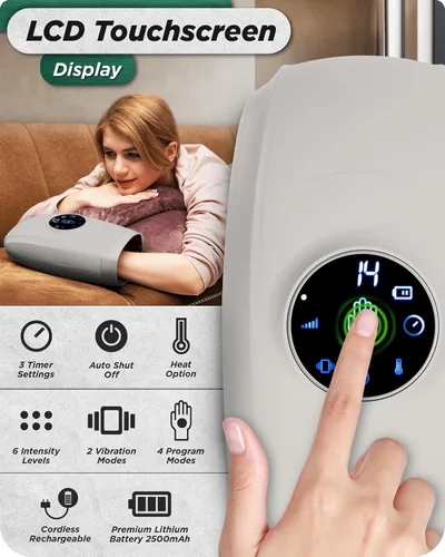 Miniatura 7 de Lunix LX7 - Masajeador eléctrico de manos con pantalla táctil con compresión y calor, terapia de puntos de presión para artritis, alivio del dolor